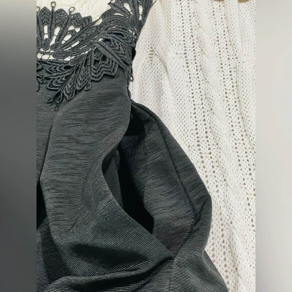 NWT Eliza J Black & White Lace Fit and Flare Midi Dress - Picture 9 of 15